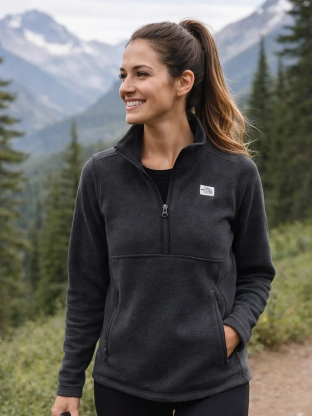 The North Face Gray Half Zip Women’s Fleece Jacket - Picture 1 of 4
